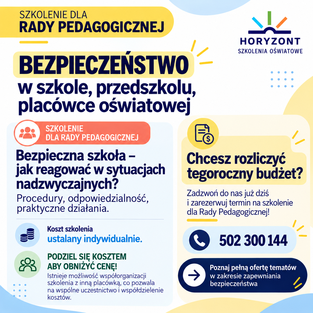 Szkolenie dla Rady Pedagogicznej – Bezpieczeństwo w placówce oświatowej